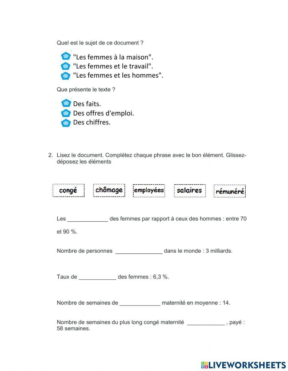 Vocabulaire des conditions de travail