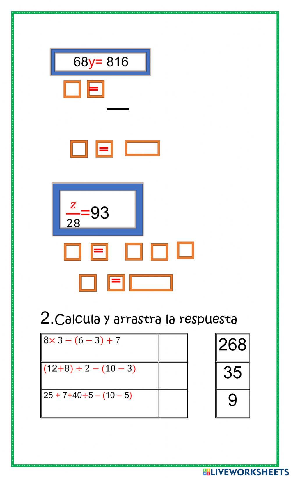 Ecuaciones y jerarquía de operaciones