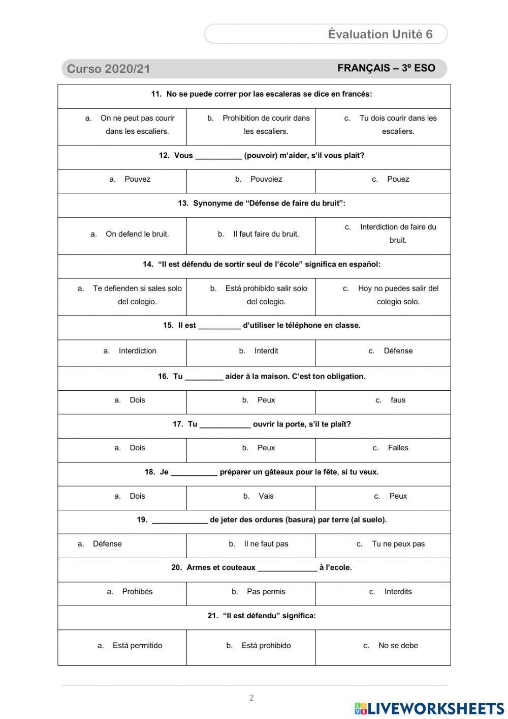 Examen Francés UD06