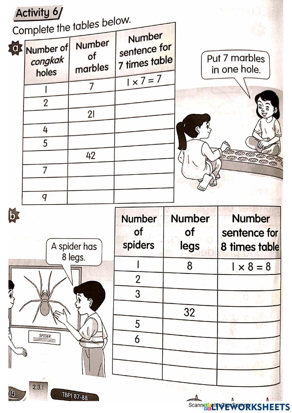 Multiplication 7 and 8