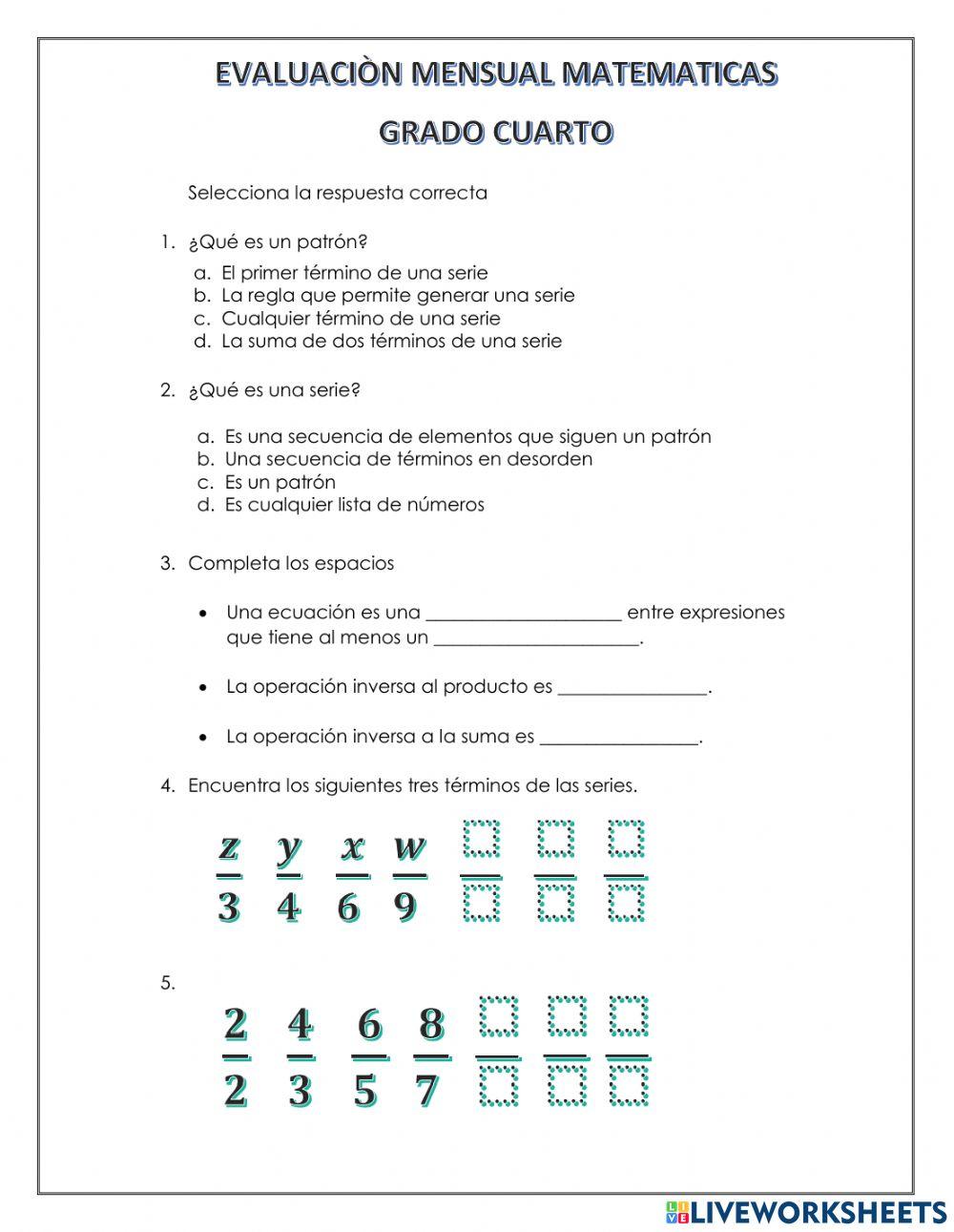 Evaluacion mensual junio cuarto