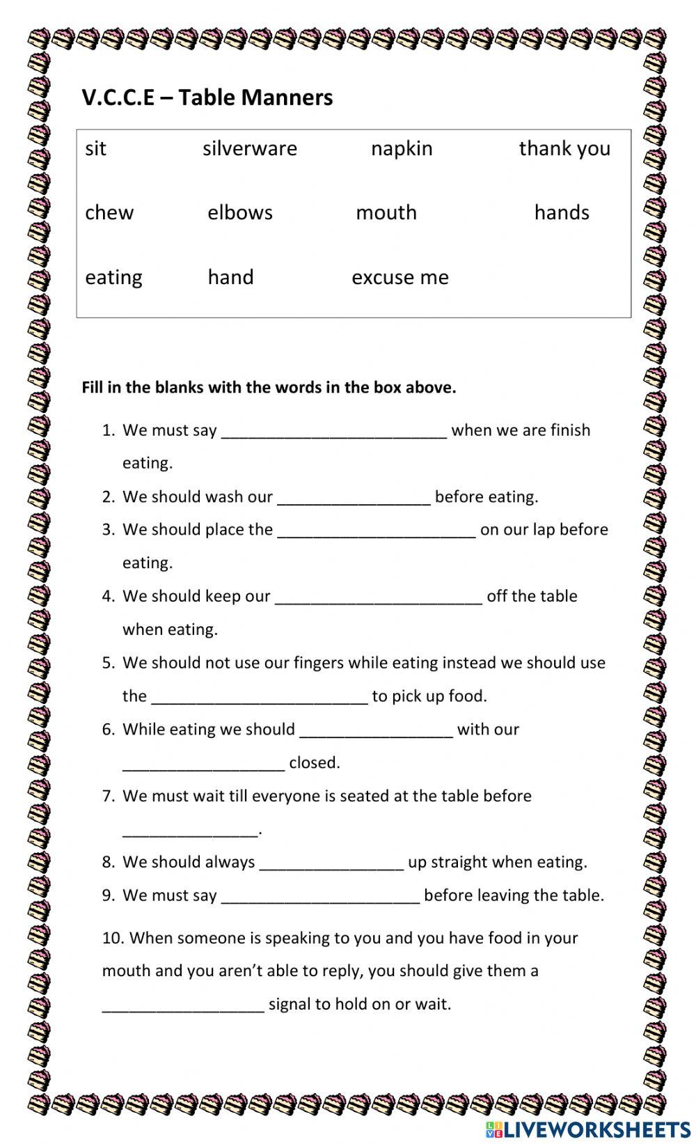 VCCE - Table Manners VCCE - Table Manners