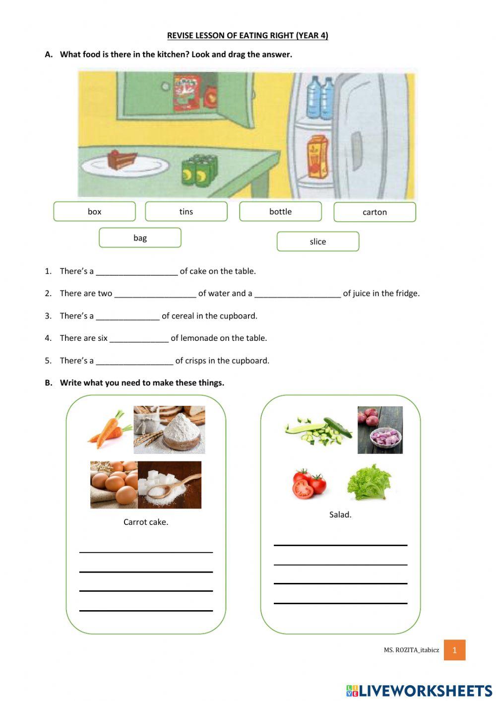 Revise lesson Year 4 Eating Right