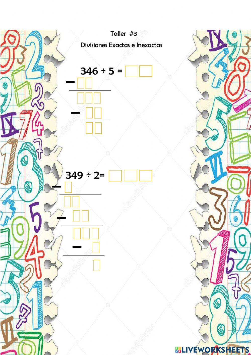 Divisiones exactas e inexactas.