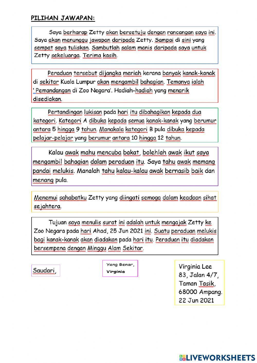 Latihan pengukuhan surat kiriman tidak rasmi