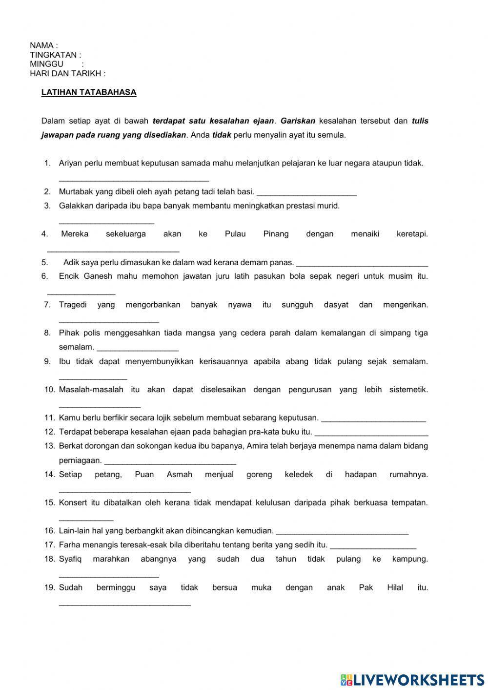 Latihan kesalahan ejaan