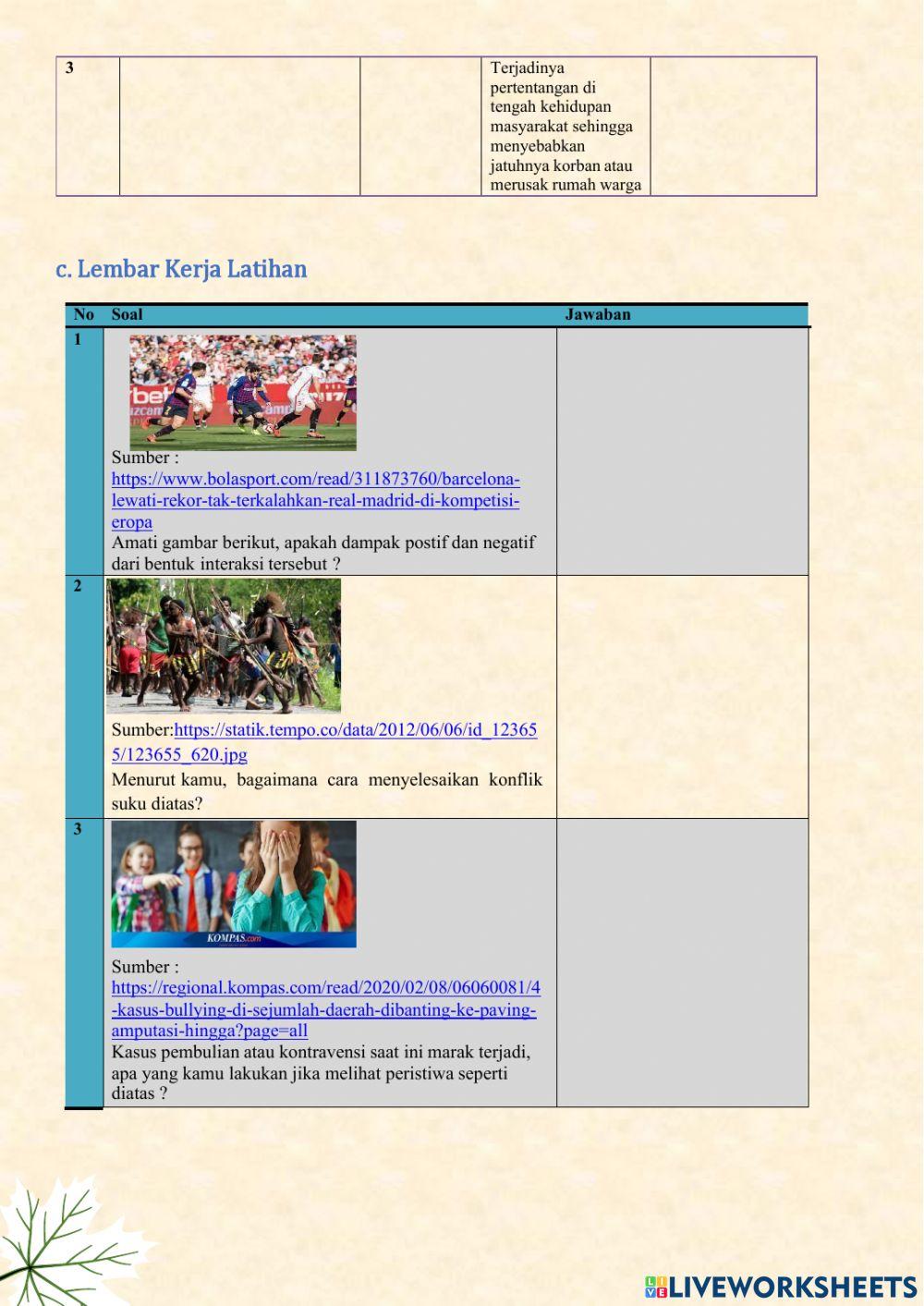 LKPD Bentuk Interaksi Sosial