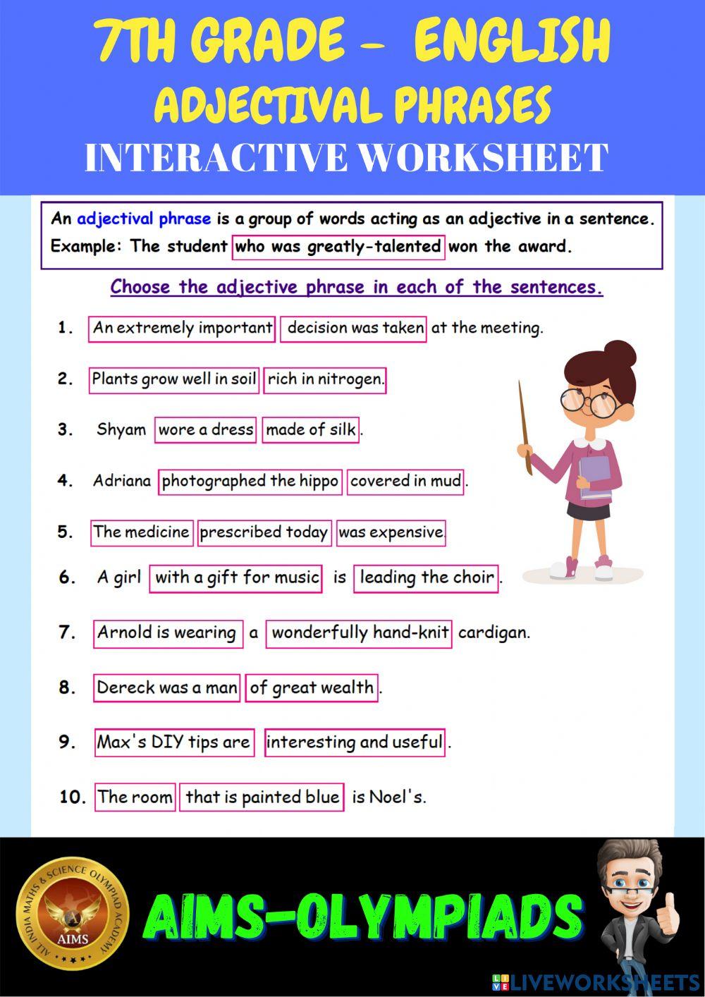 7th-english grammar-adjectival phrases