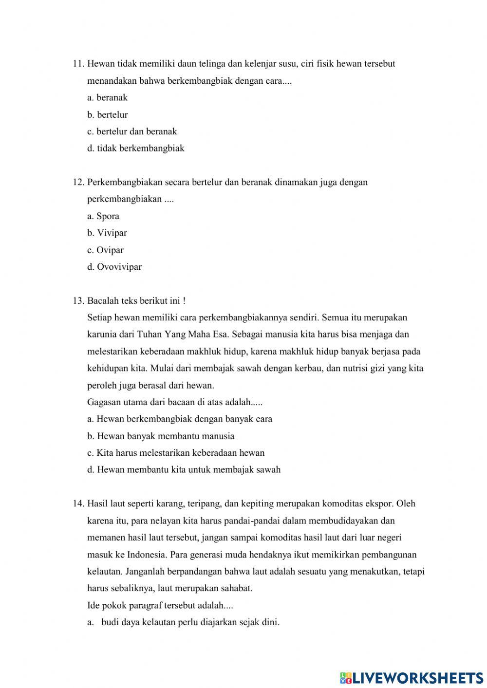 Soal Evaluasi Tema 1 Sub 2 Pemb. 1