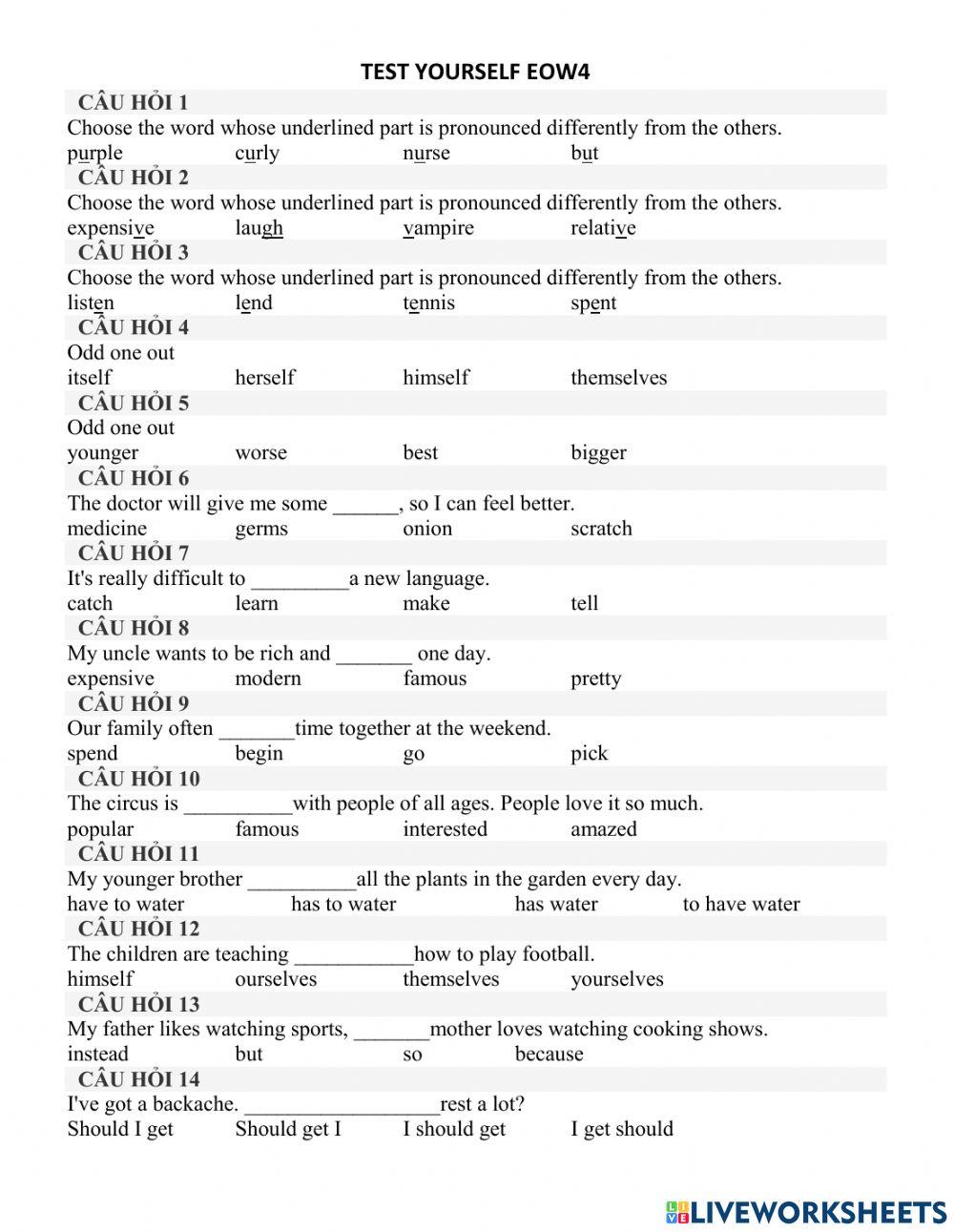 Test Yourself - EOW4