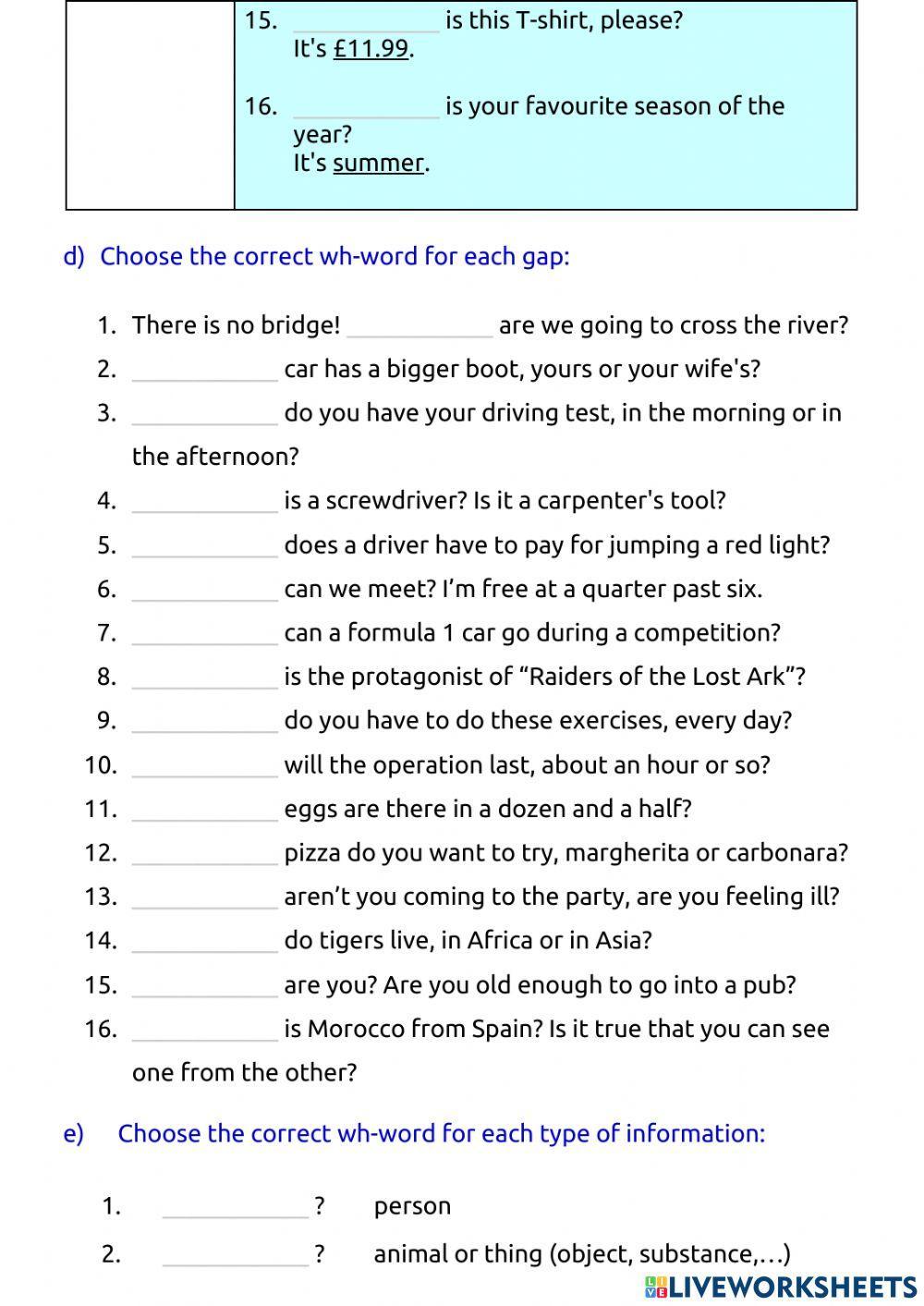 Wh-words and wh-questions