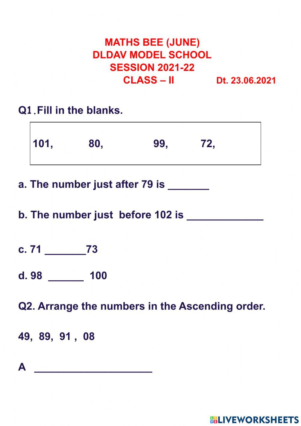 23 june 21 maths bee