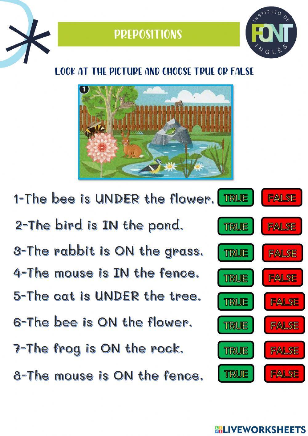 Prepositions - IN, ON & UNDER