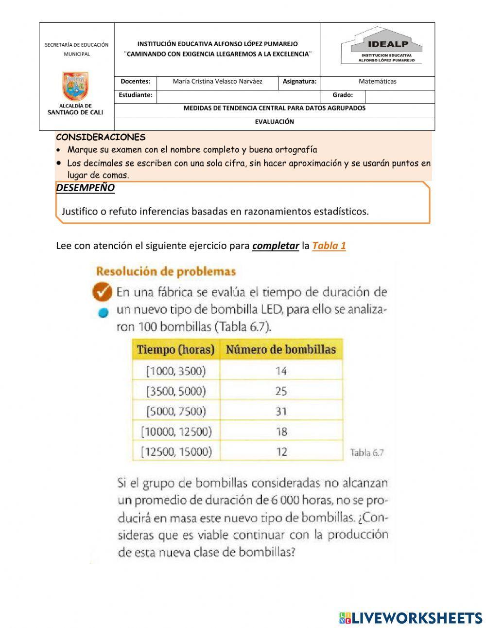 Media para datos agrupados