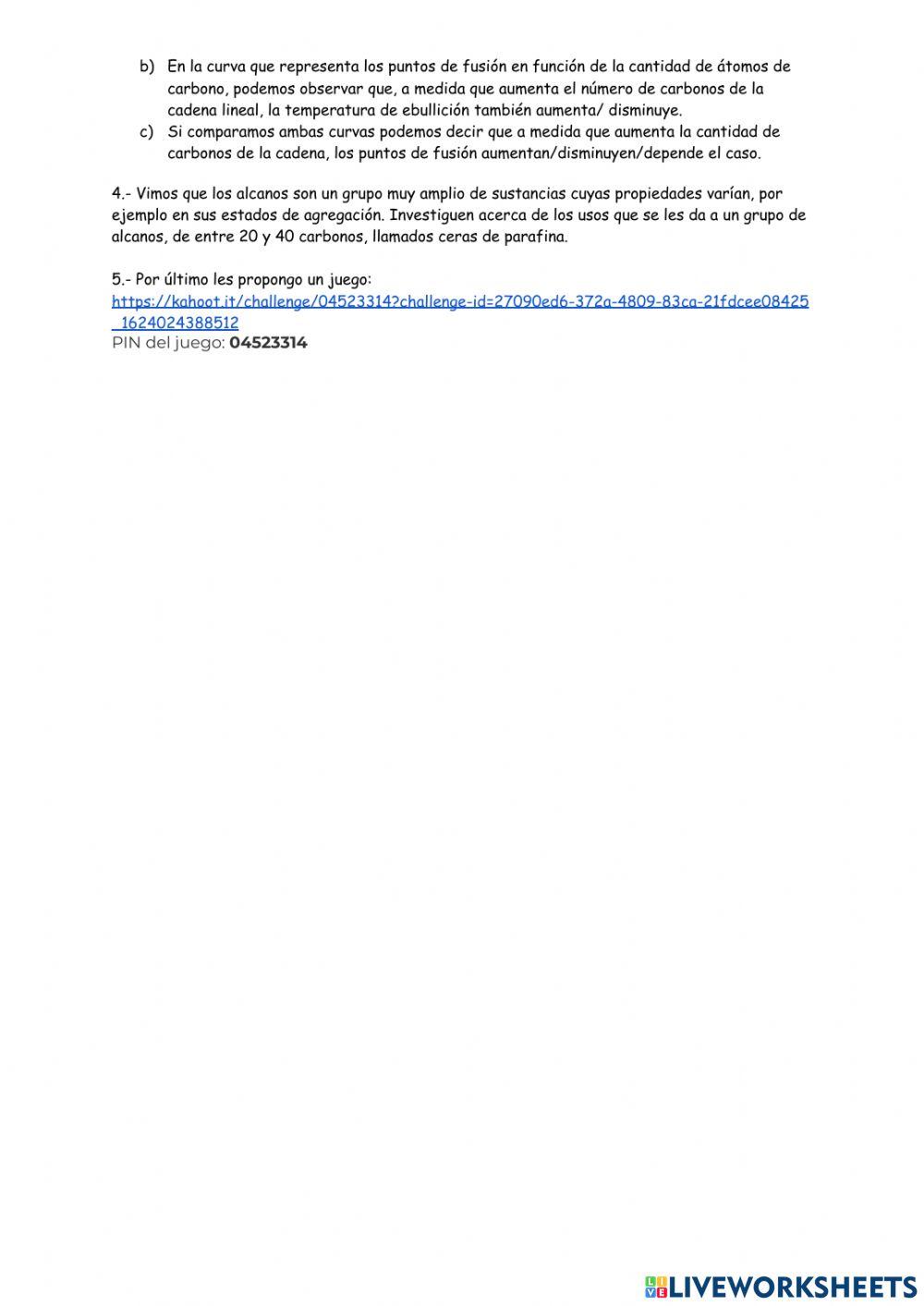 Punto de fusion y ebullicion de alcanos