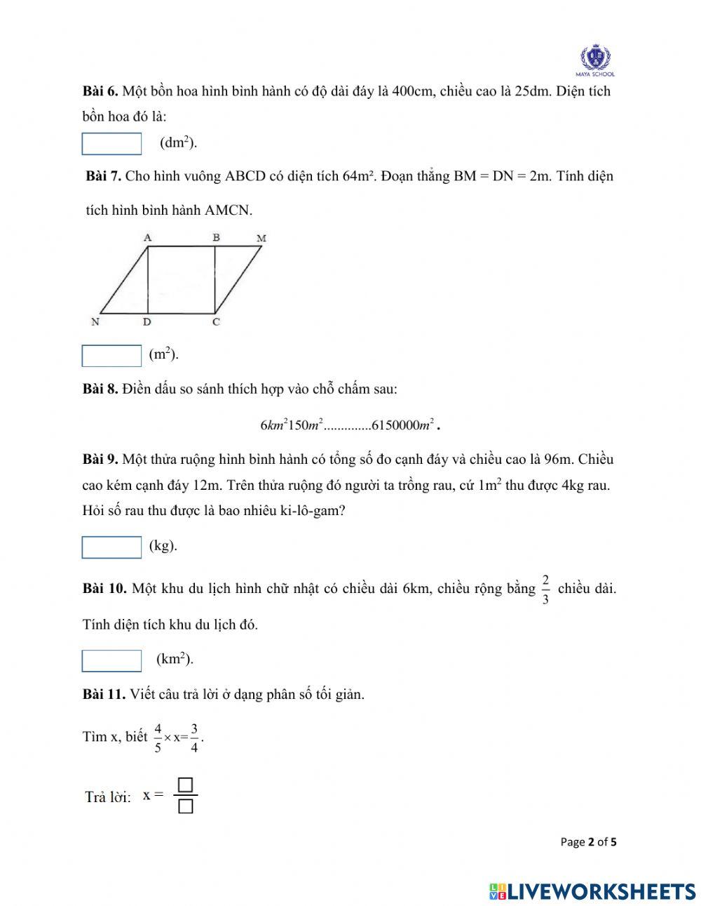 Toán 4 -21.06.2021 - 25.06.2021 - Ôn tập cuối năm