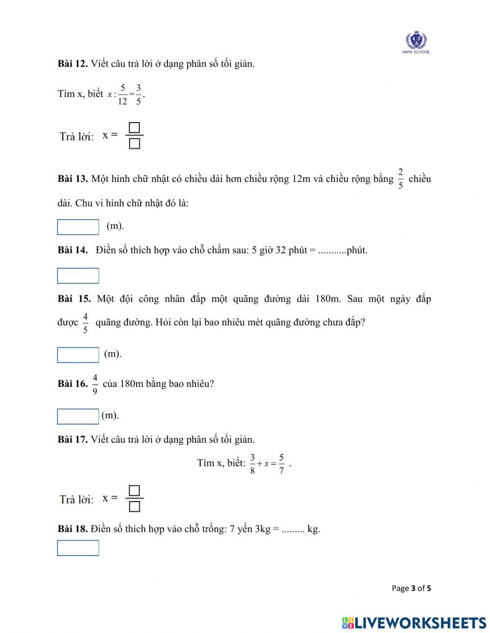 Toán 4 -21.06.2021 - 25.06.2021 - Ôn tập cuối năm