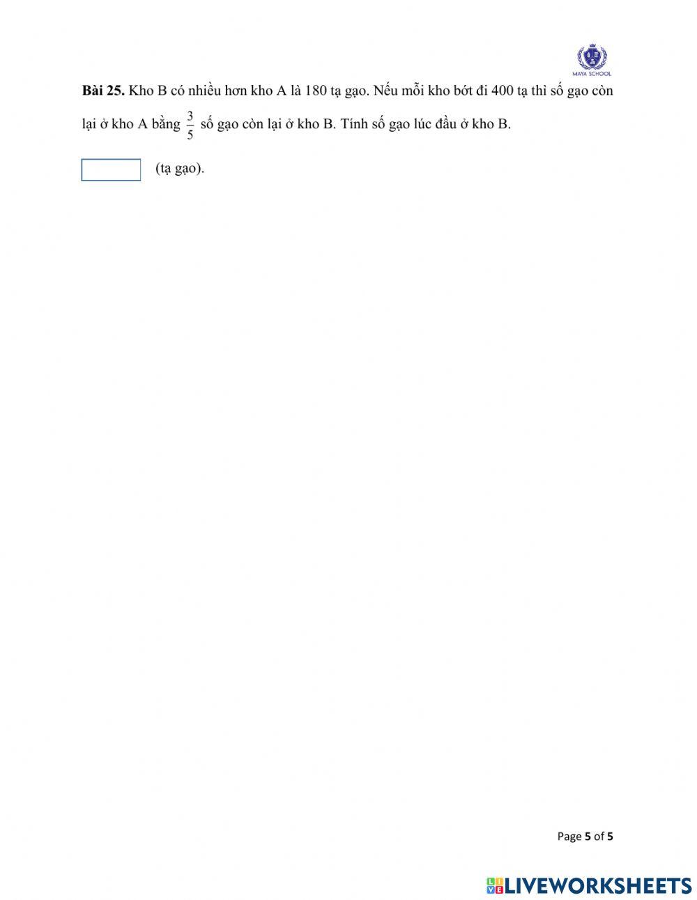 Toán 4 -21.06.2021 - 25.06.2021 - Ôn tập cuối năm