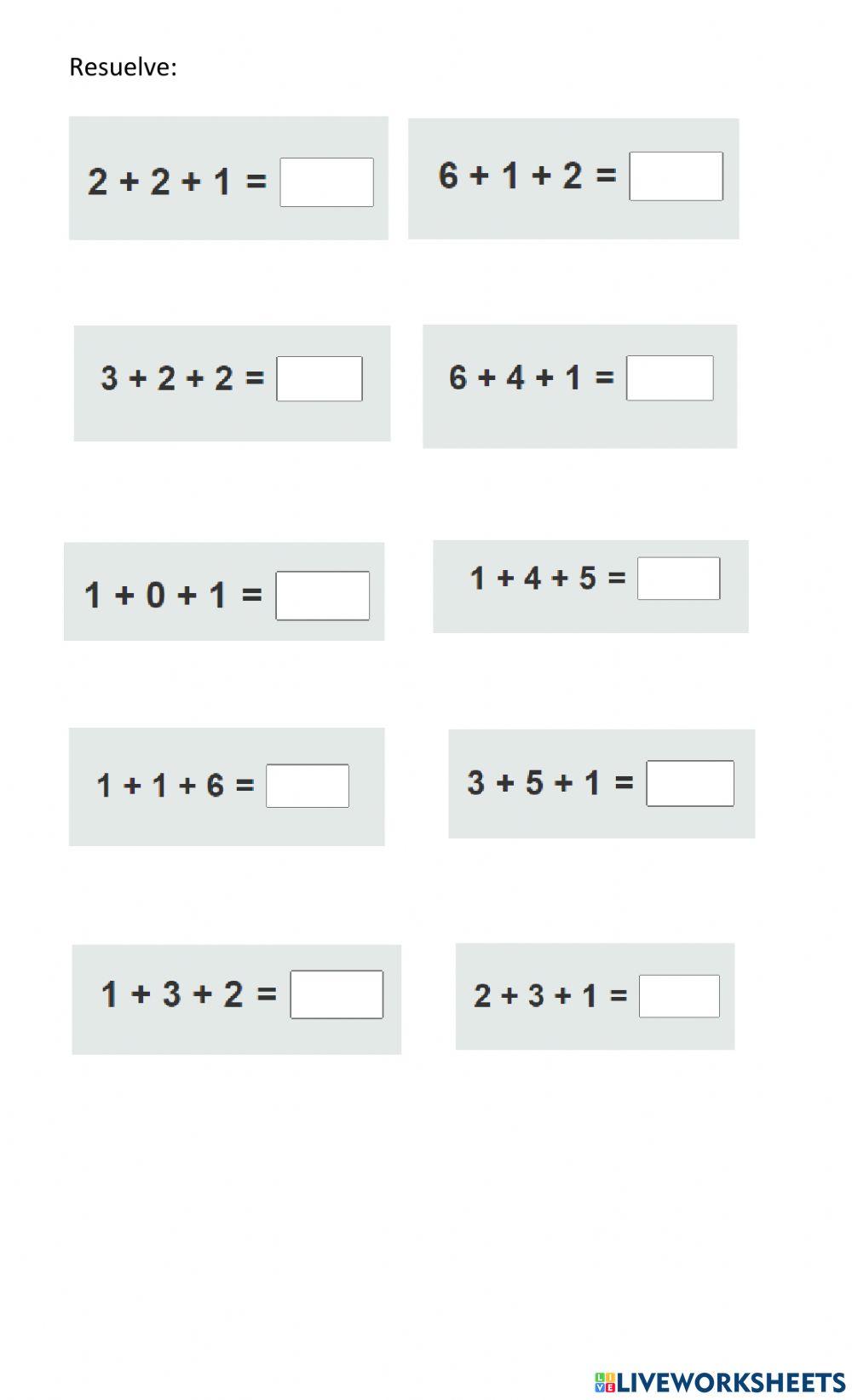 Adiciones con tres sumandos