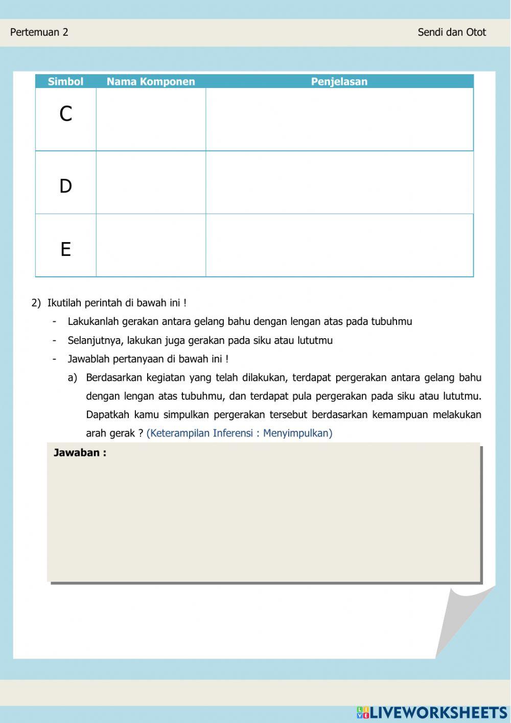 Lembar Kerja Peserta Didik (Sendi dan Otot)