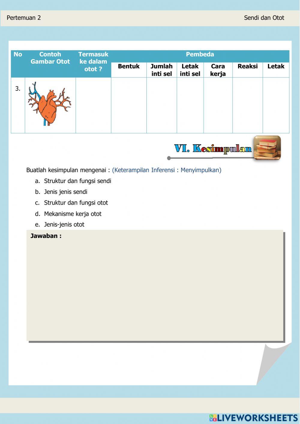 Lembar Kerja Peserta Didik (Sendi dan Otot)