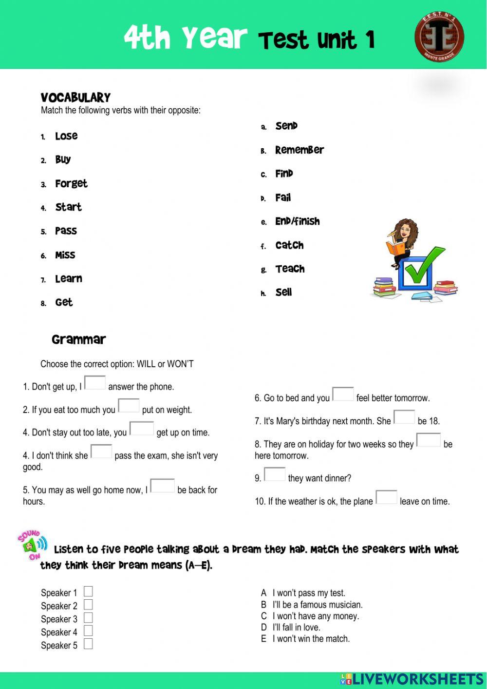 4th Year - Test Unit 1