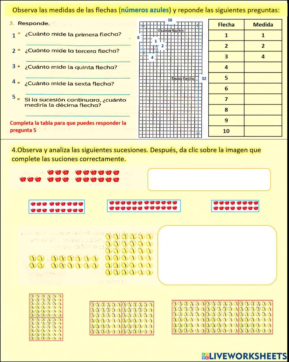 Sucesión de figuras con progresión geométrica 2