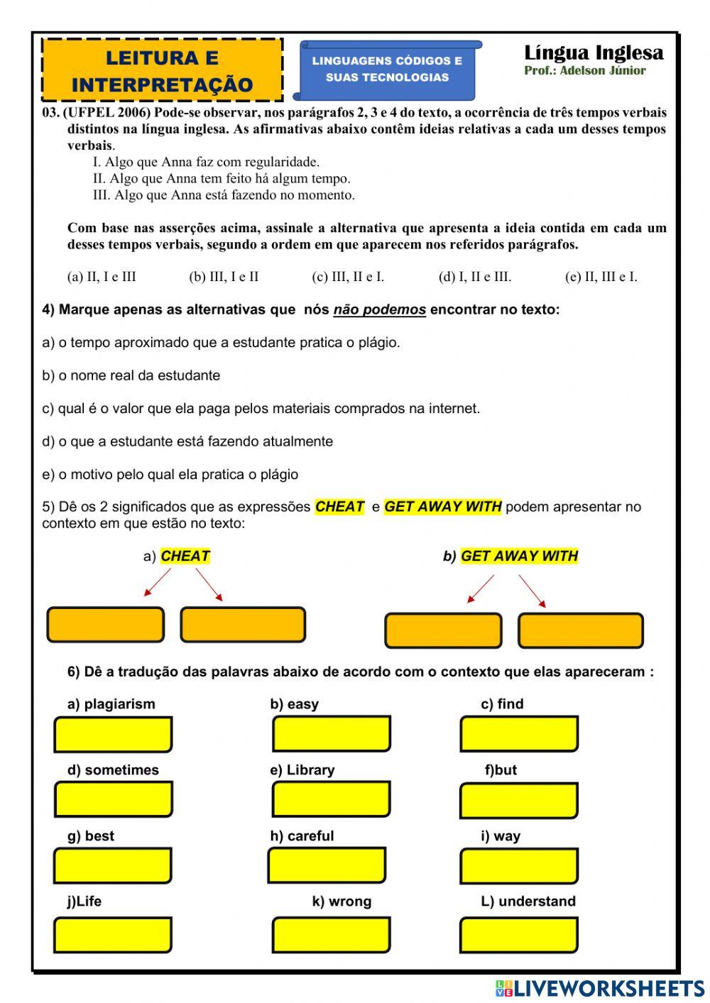 Leitura e interpretação(easy)