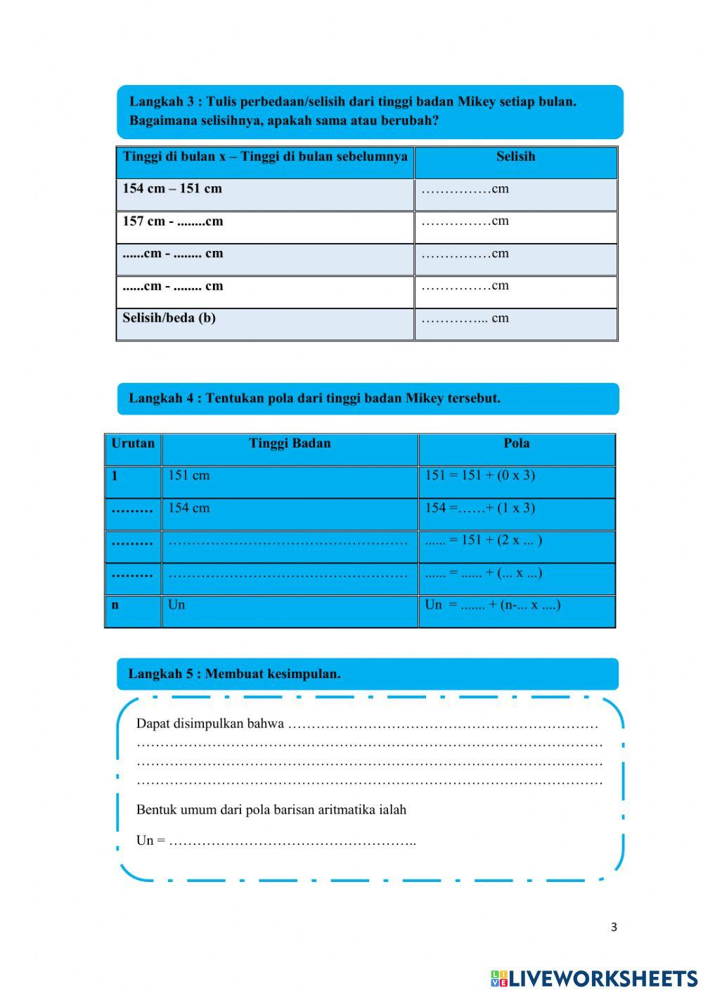 Pola Barisan dan Deret Aritmatika