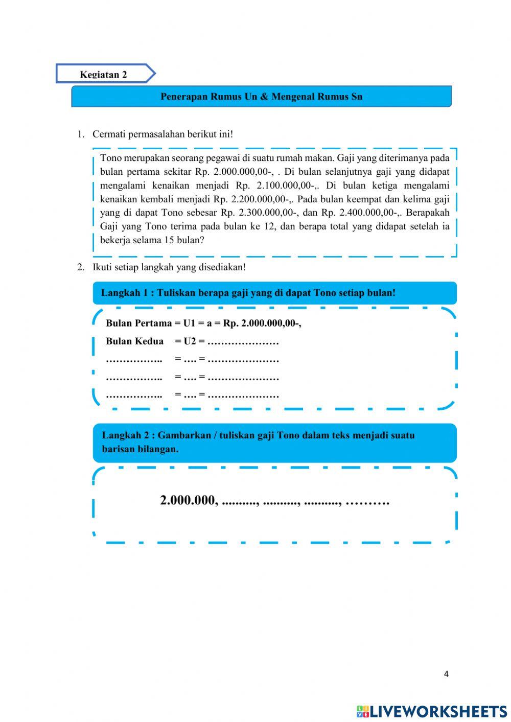 Pola Barisan dan Deret Aritmatika