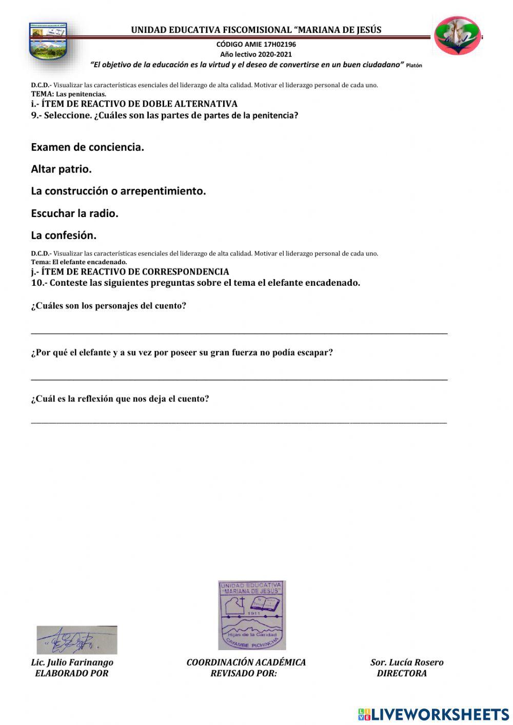 Evaluación de Desarrollo Humano 4tos Q II. P II