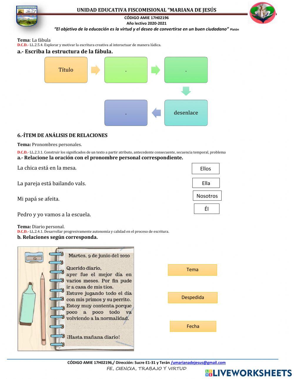 4 B LL - Evaluación Segundo Quimestre.