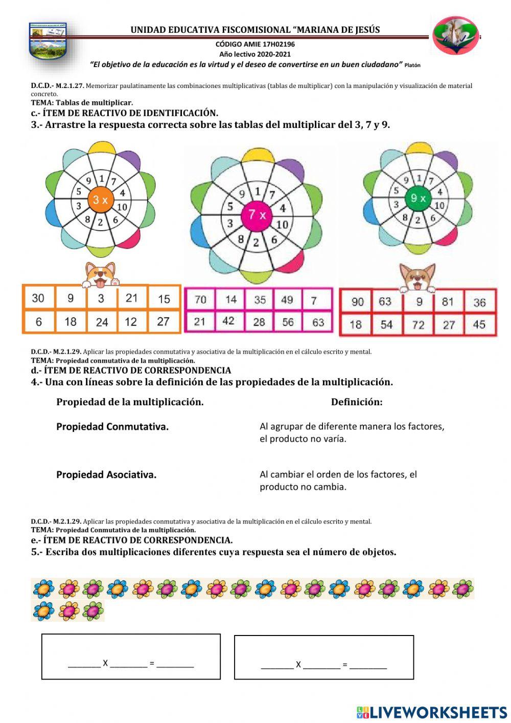 Evaluación de Matemática Cuarto A Q, II-P, II