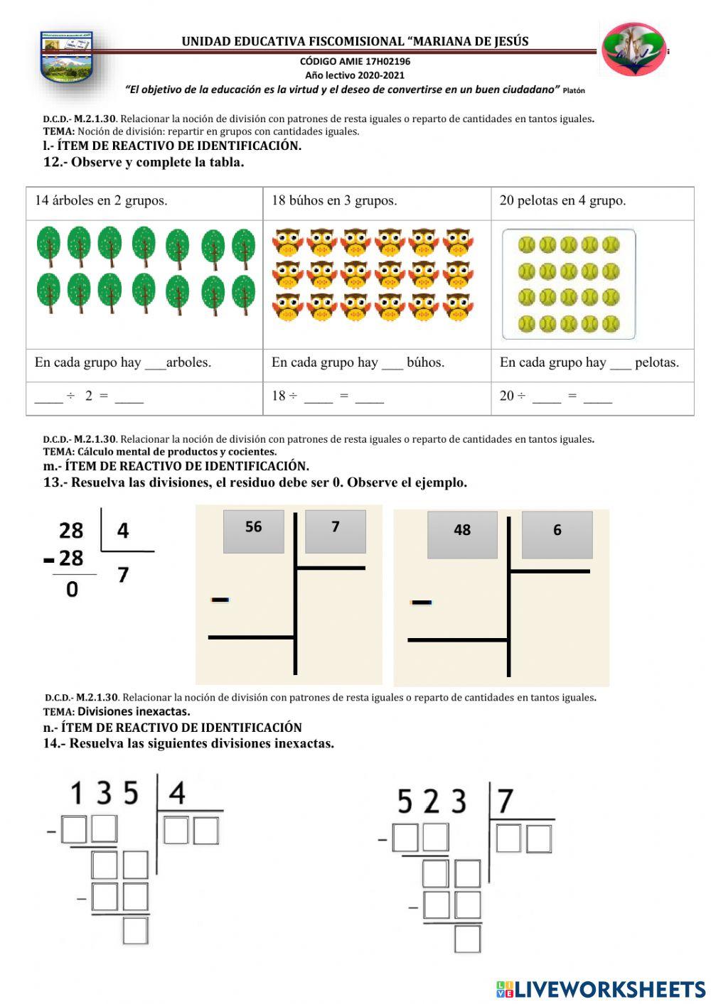 Evaluación de Matemática Cuarto C- Q, II-P, II
