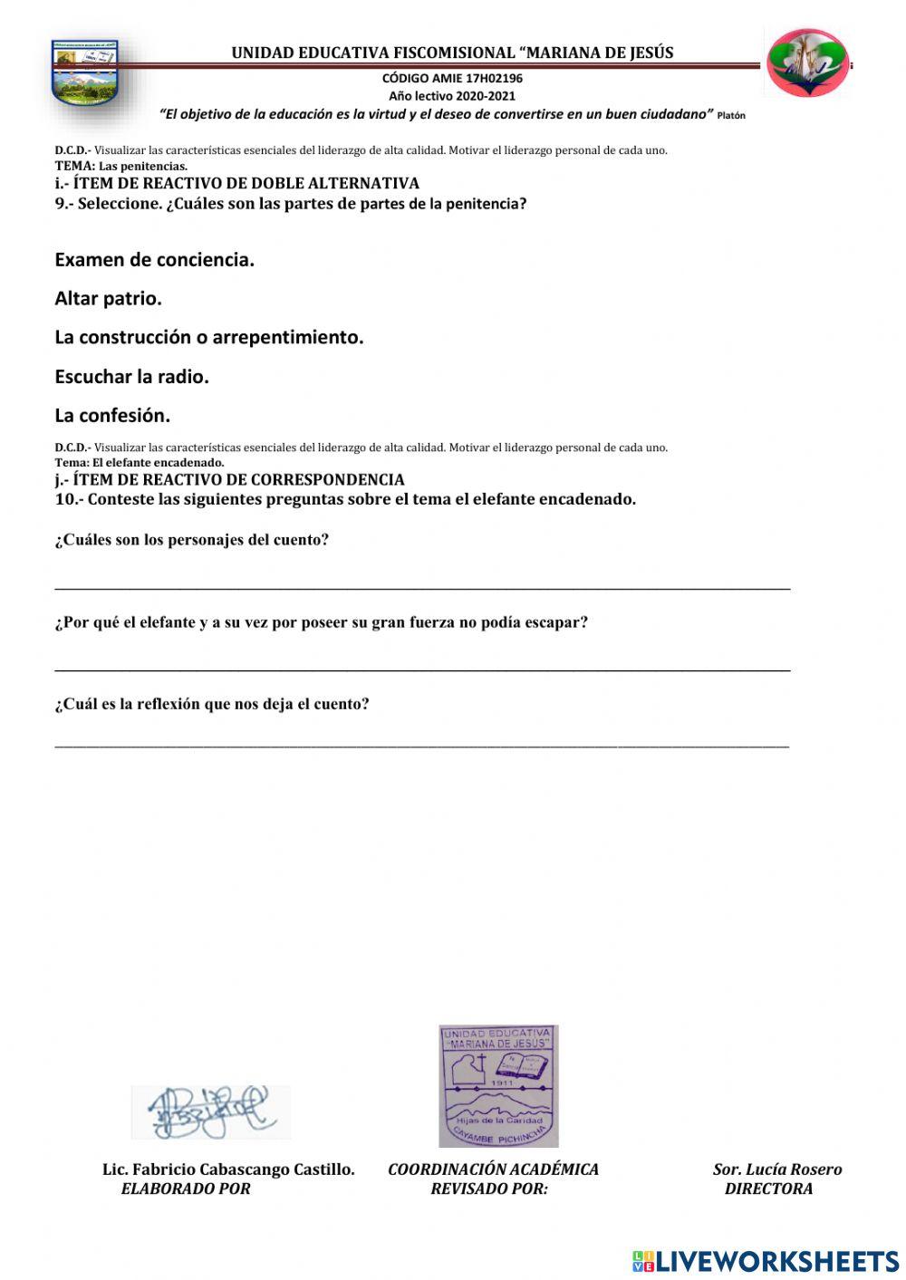 Evaluación de Desarrollo Humano 4to A Q II. P II
