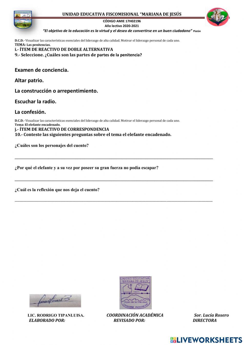 Evaluación de Desarrollo Humano 4to C Q II. P II