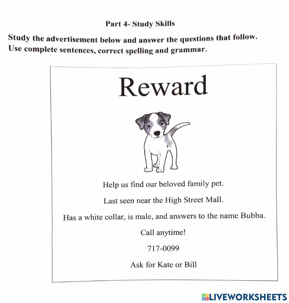 English Language Arts Standard 2 Term 3 online exercise for Live Worksheets