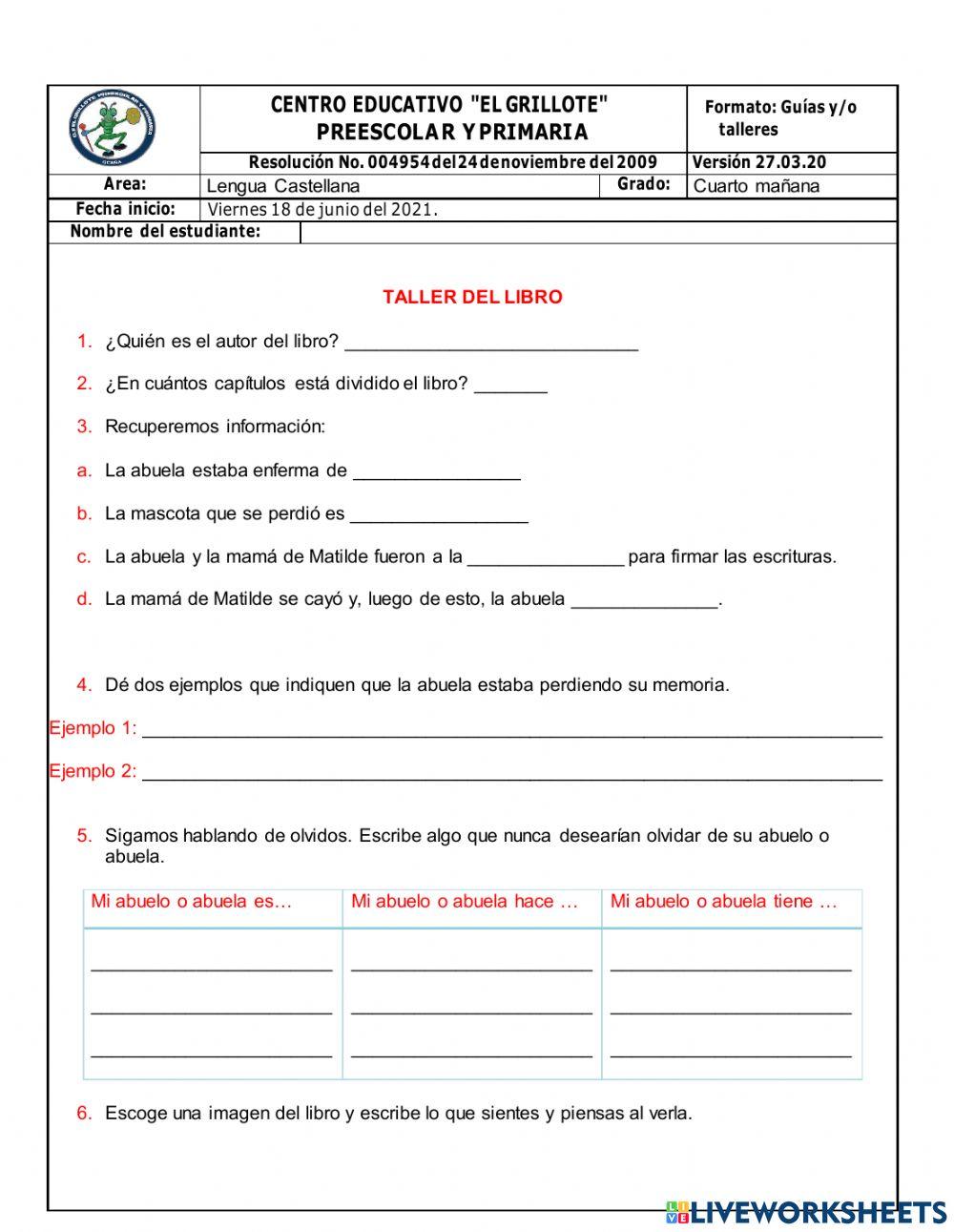 Matilde y el ladrón de los recuerdos.