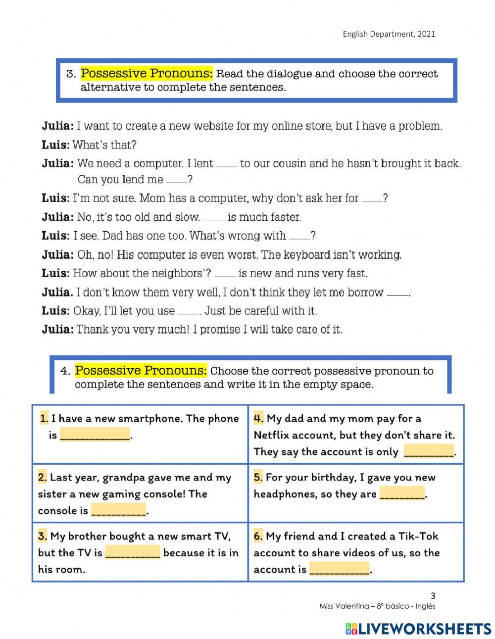 8º básico - Test nº 2 - Unit 1