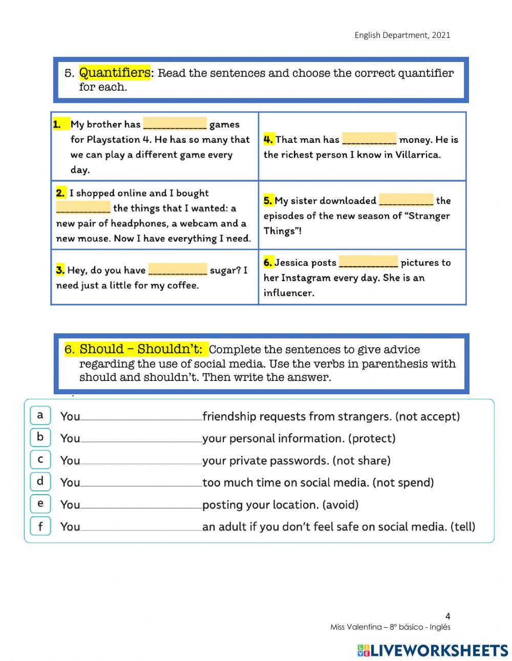 8º básico - Test nº 2 - Unit 1