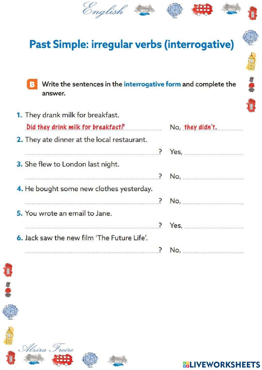 Past simple irregular verbs