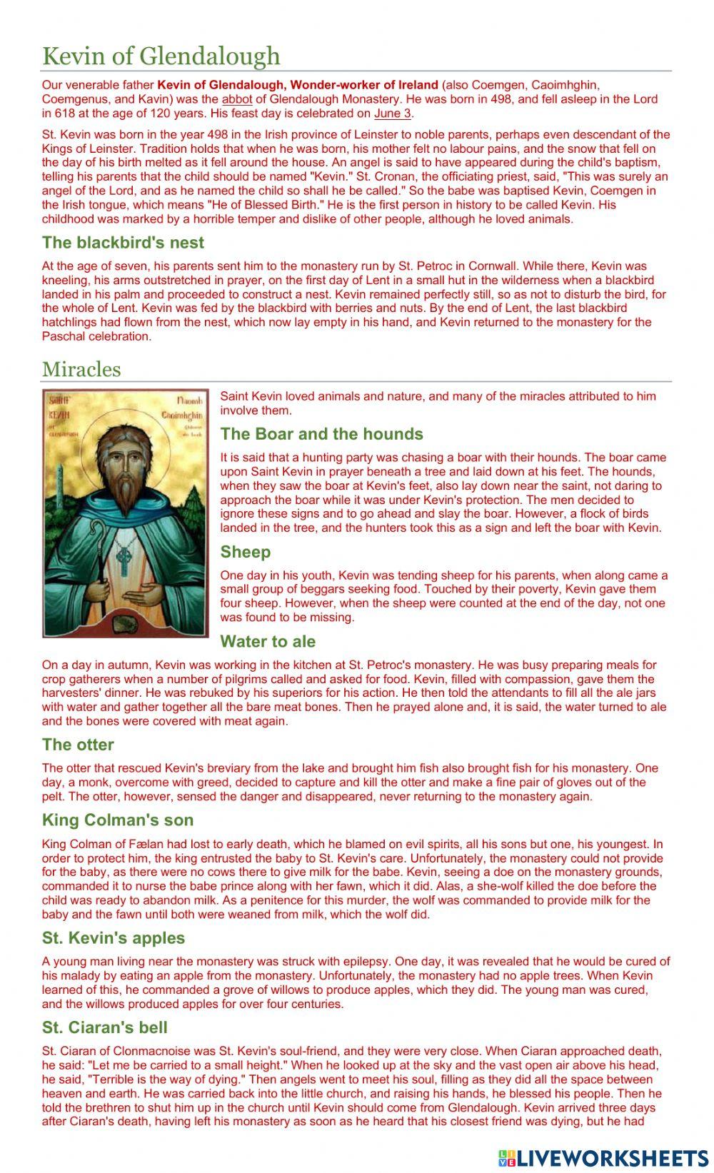 Kevin of Glendalough