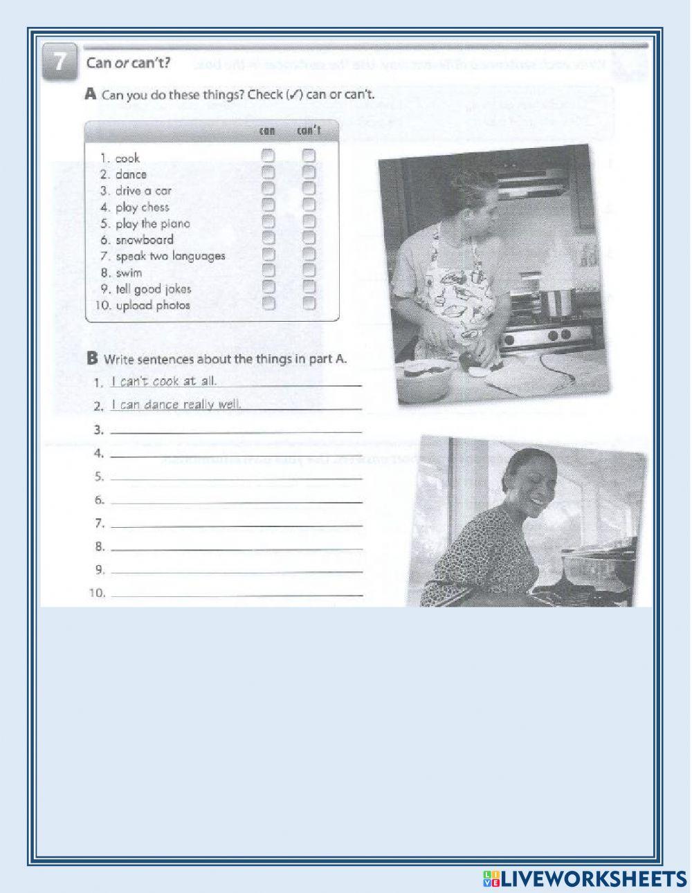 Can and Can-t for abilities