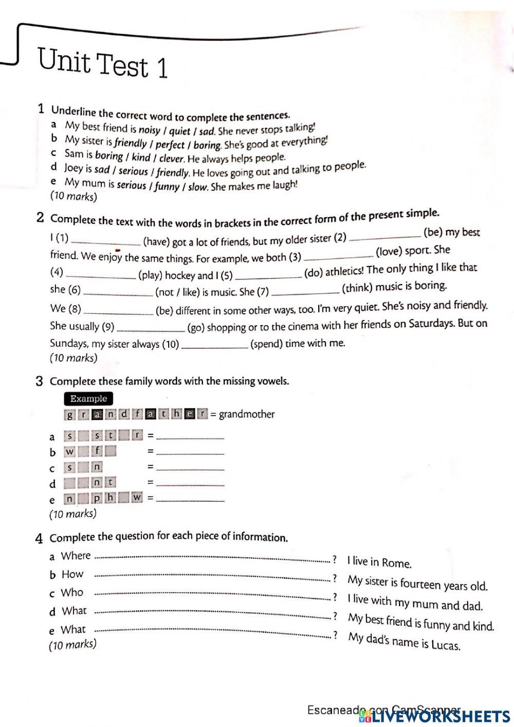 Revision Test Units 1-3
