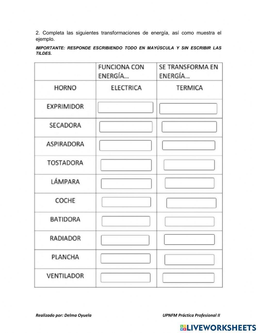 Transformación de energía