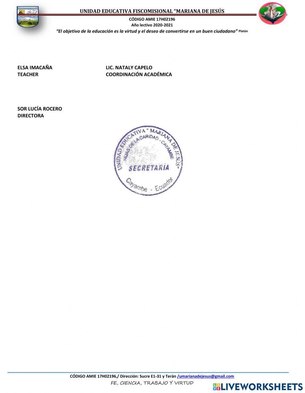 Test  grade 4 EXTRA CURRICULAR (A)