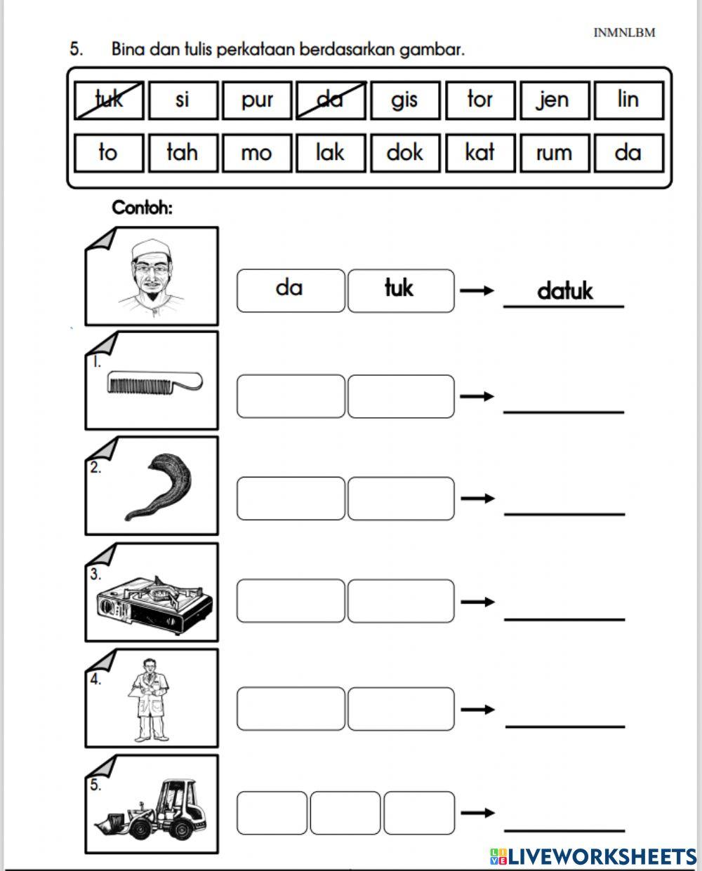 Bina dan tulis perkataan ada suku kata tertutup