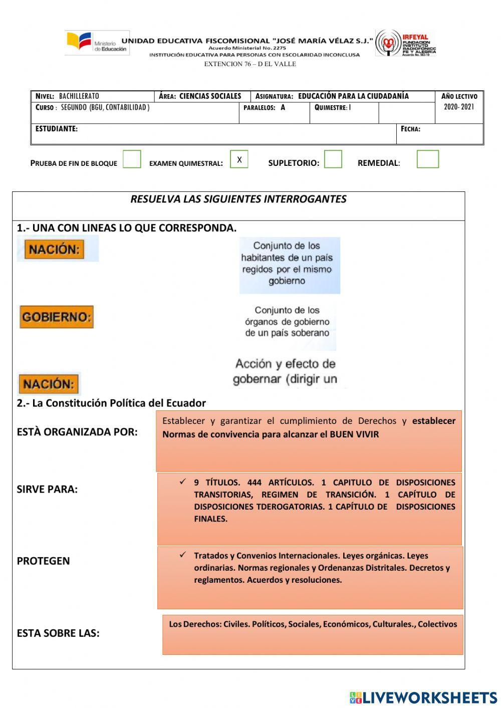 Educación para la ciudadanía - segundos de bachillerato