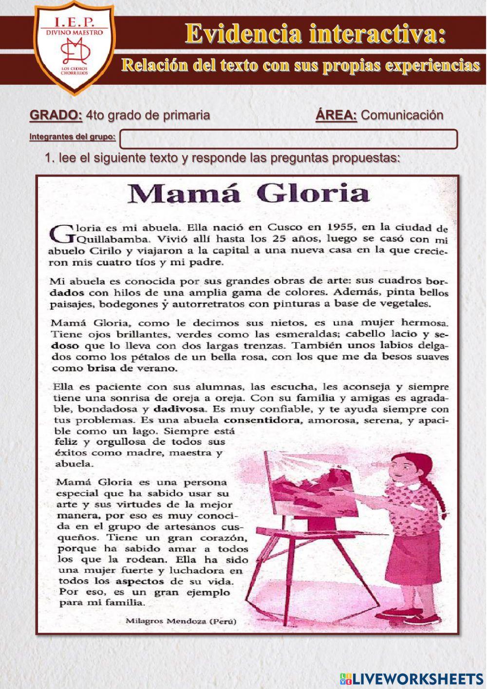 Relación del texto con sus propias experiencias