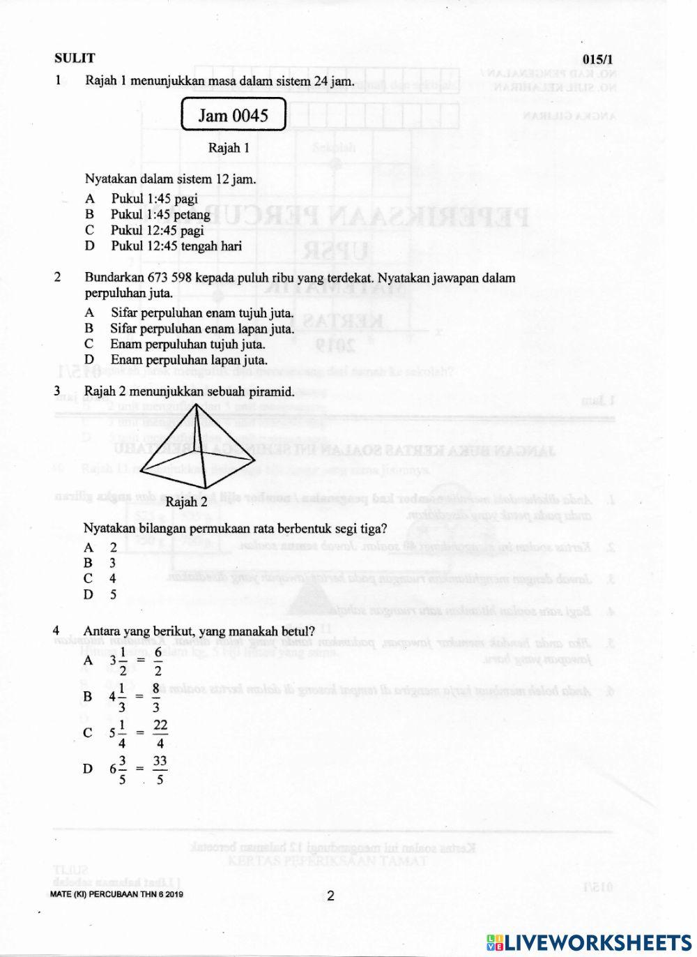 Latih tubi matematik k1